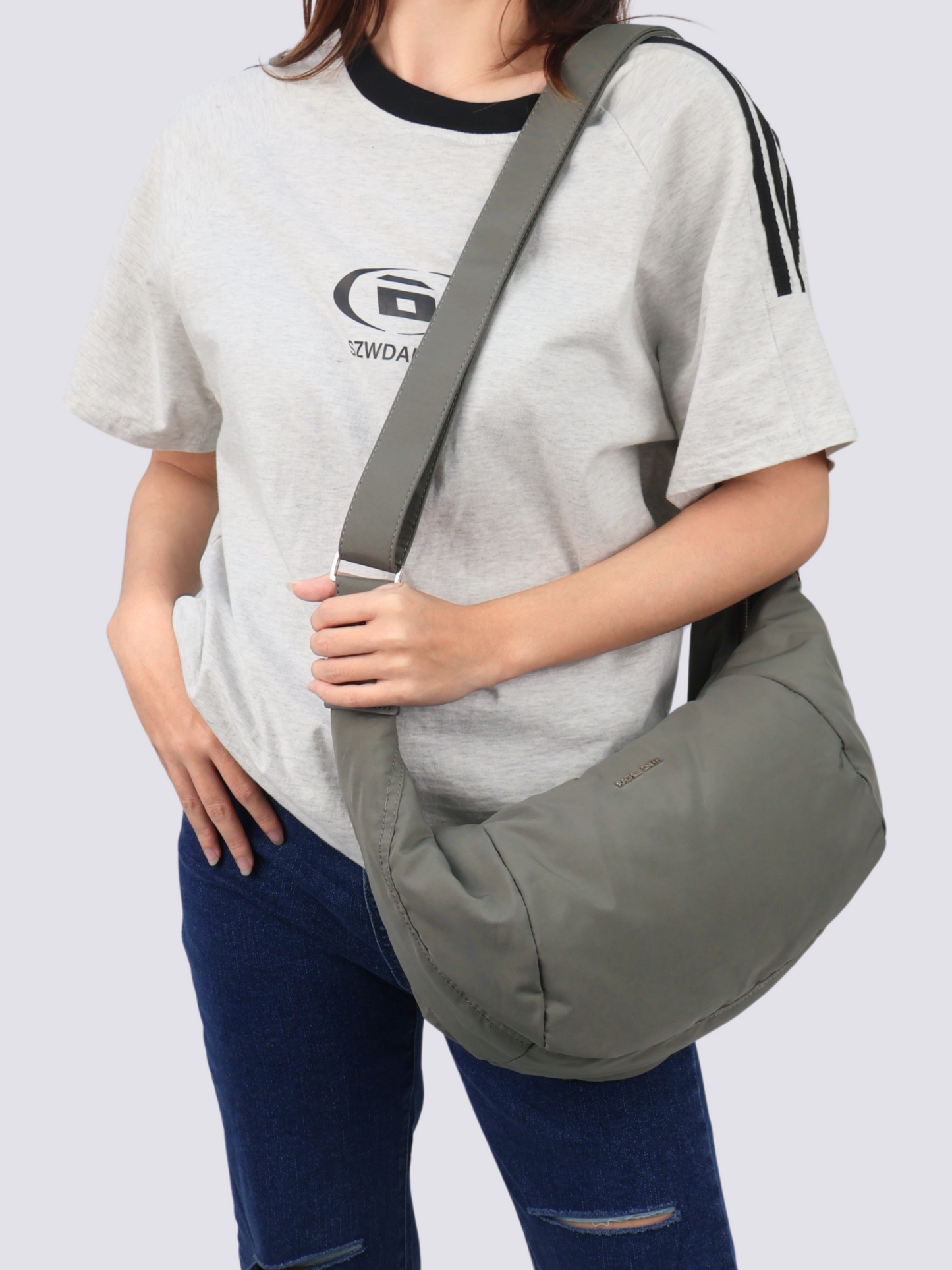 Amber Croissant Nylon Crossbody Bag