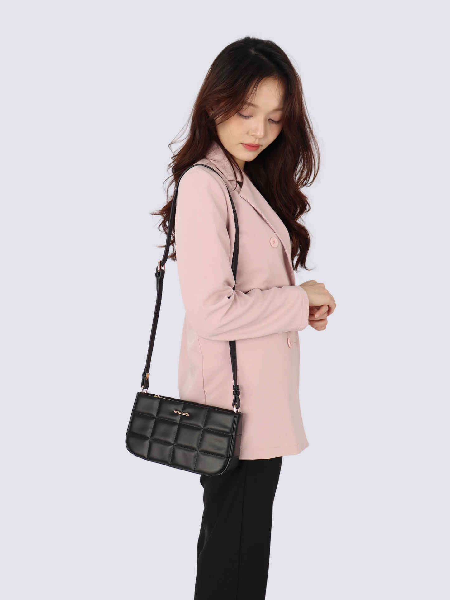Nancy Square Grid Hobo Bag