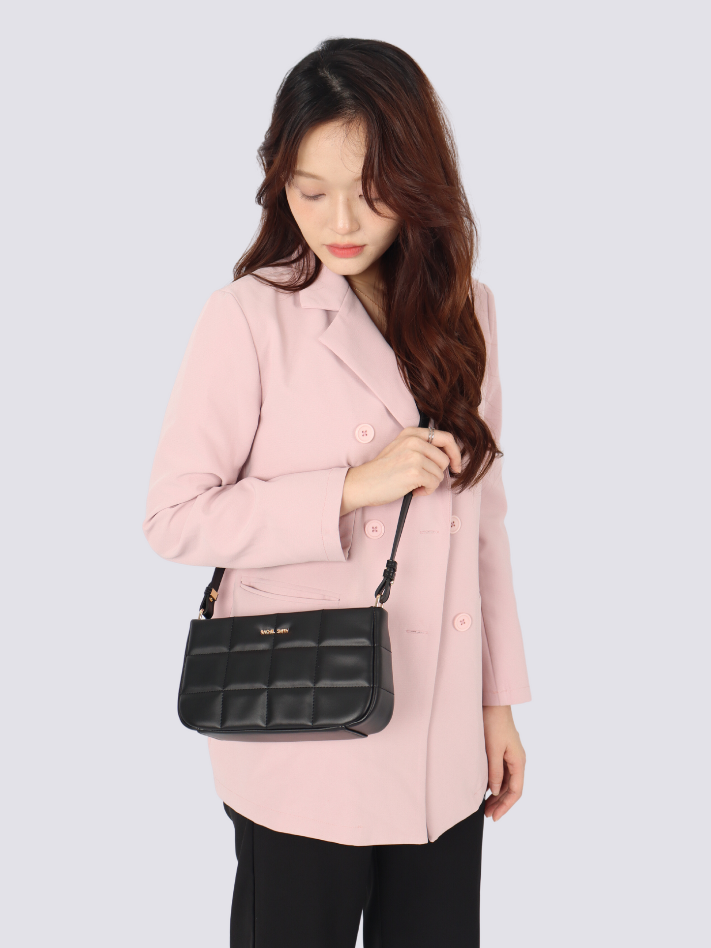 Nancy Square Grid Hobo Bag