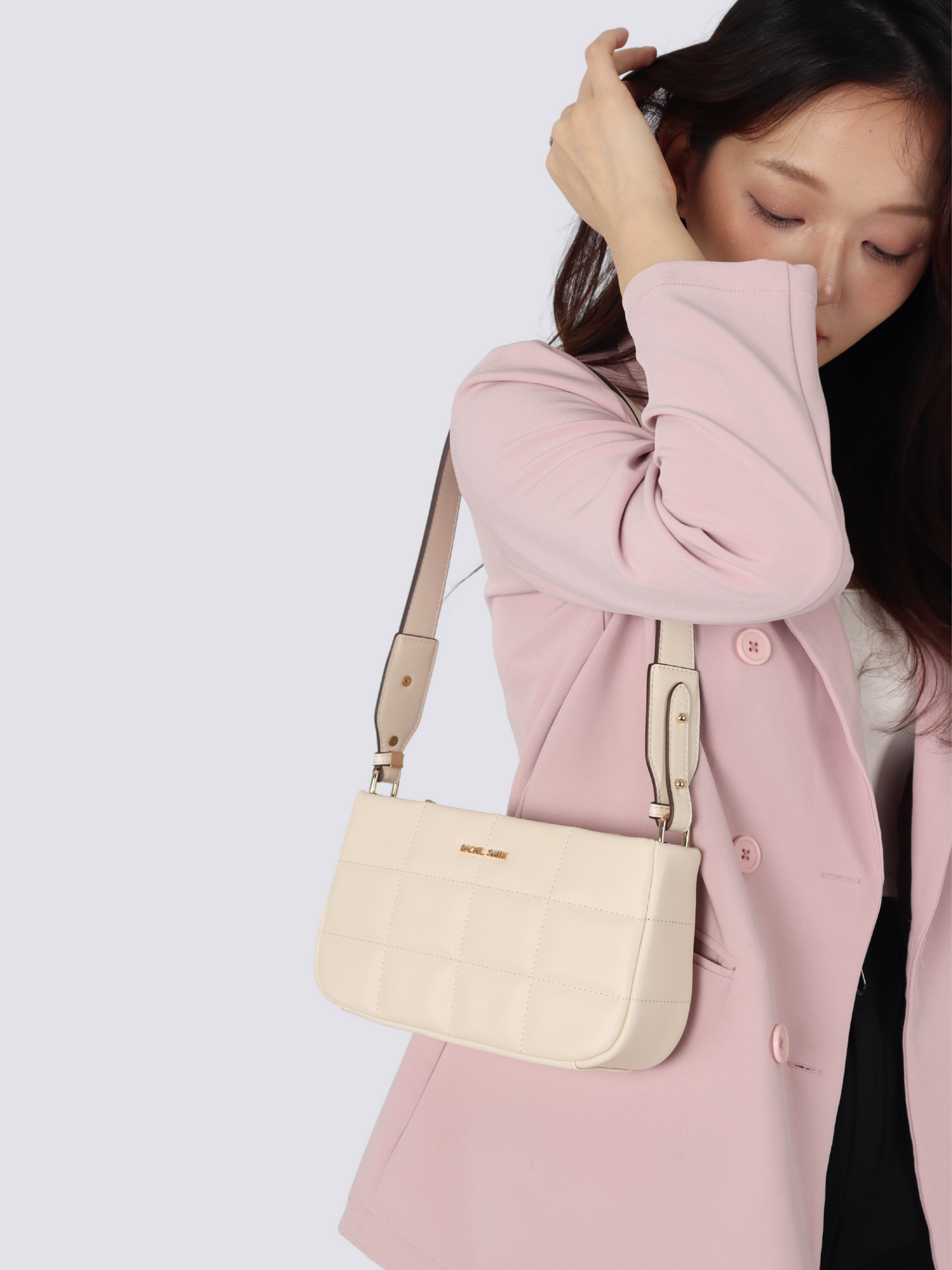 Nancy Square Grid Hobo Bag