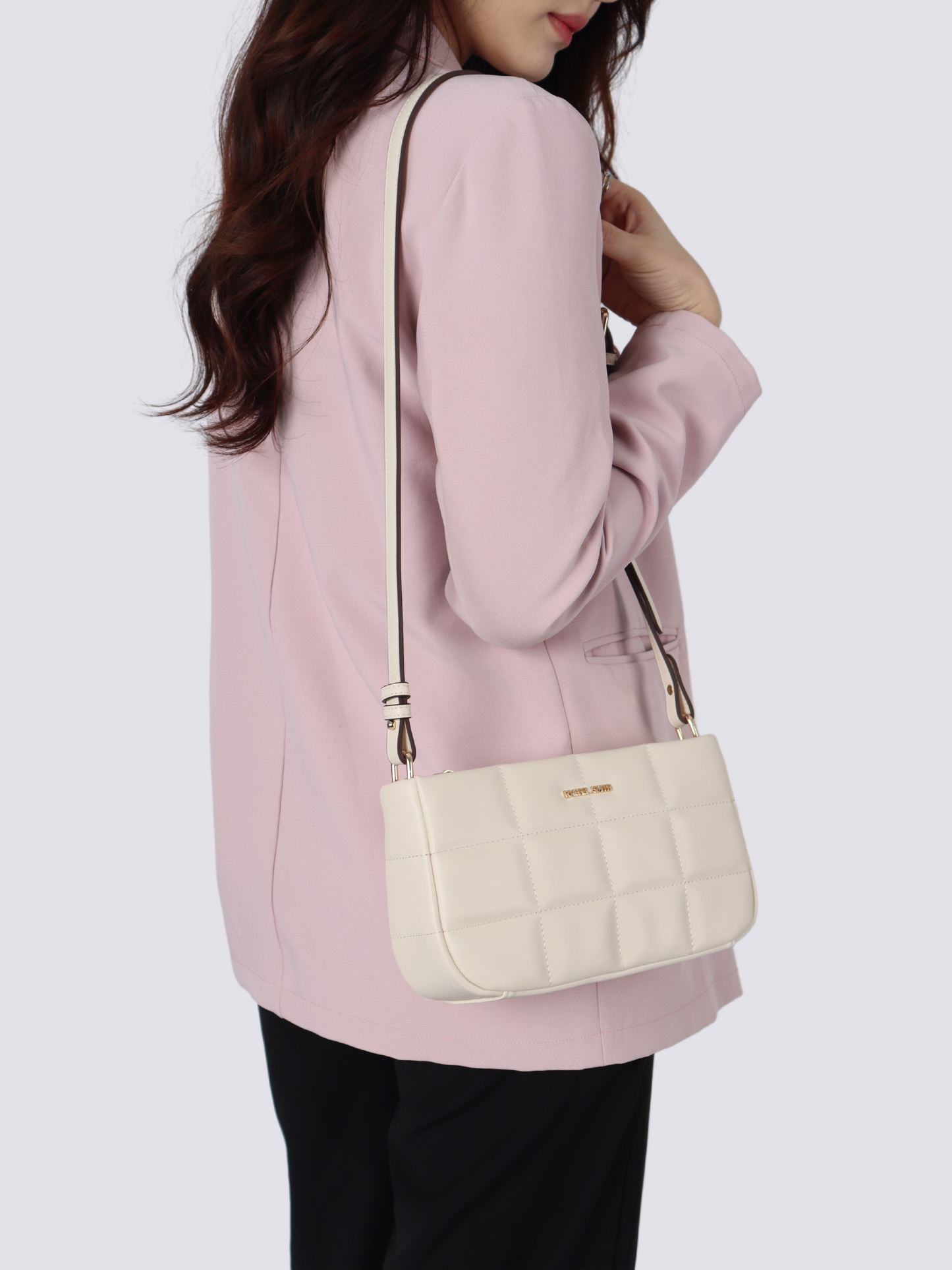 Nancy Square Grid Hobo Bag