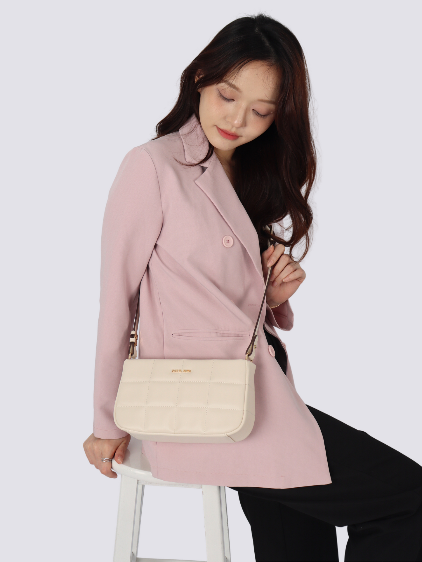Nancy Square Grid Hobo Bag