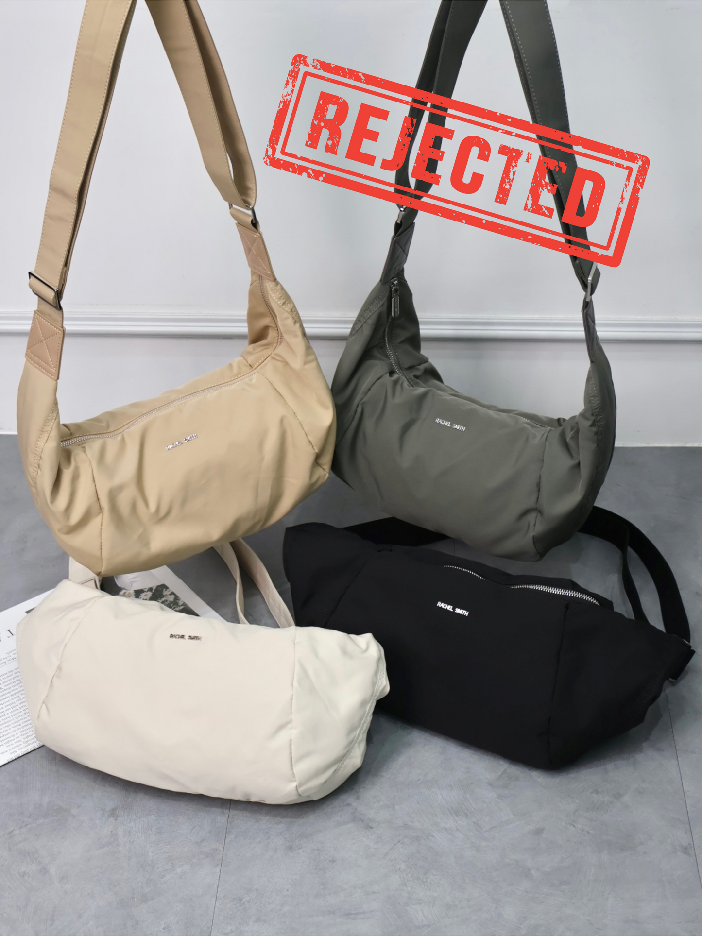 (Rejected Sales) Amber Croissant Nylon Crossbody Bag