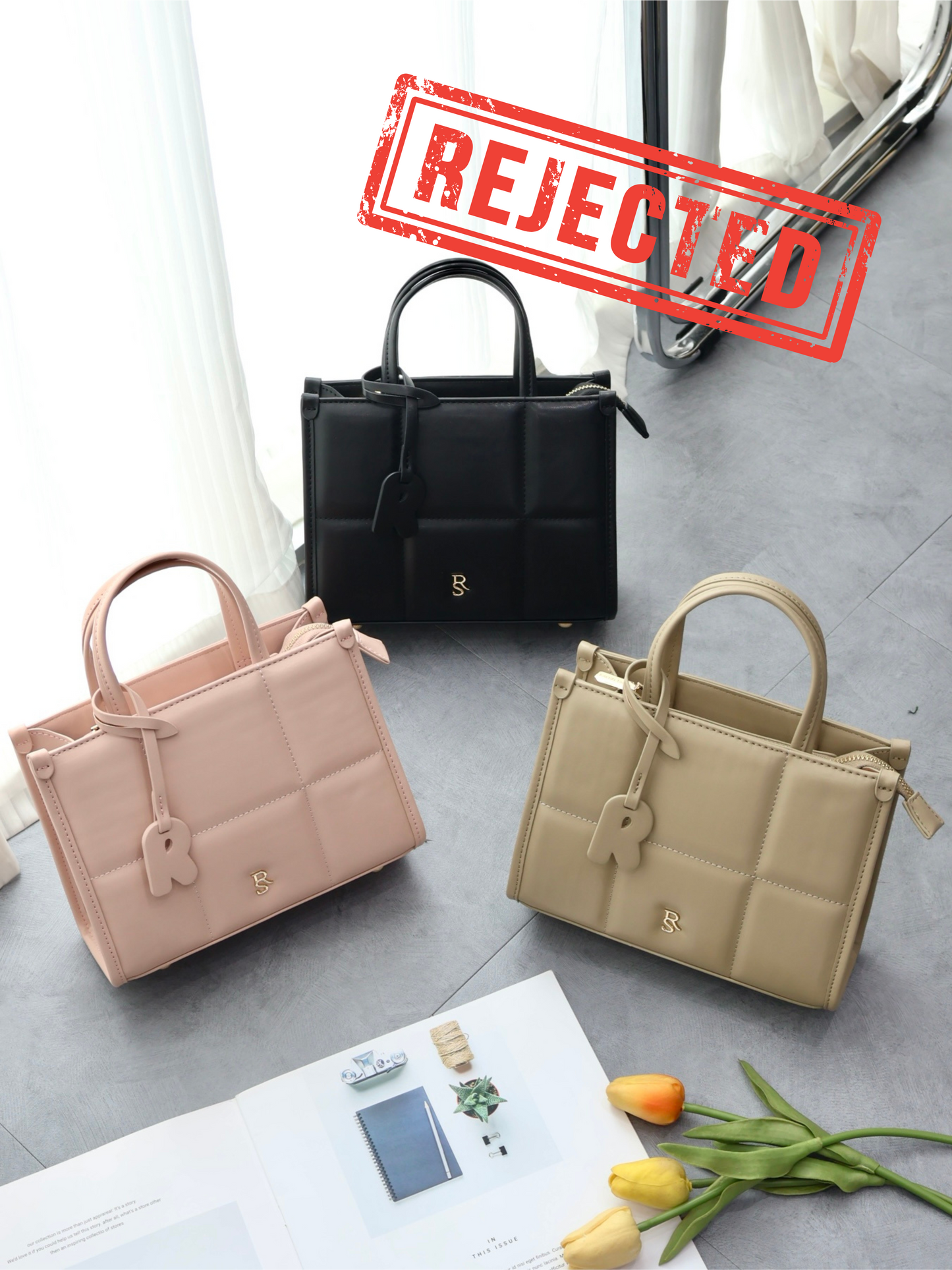 (Rejected Sales) Carmen Square Grid Small Tote Bag