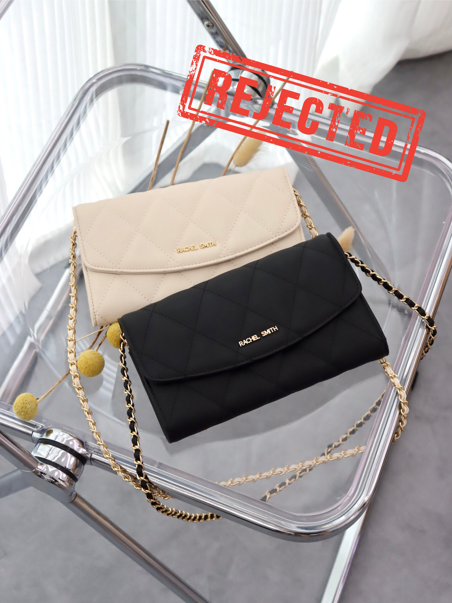 (Rejected Sales) Krystal Quilted Wallet On Chain