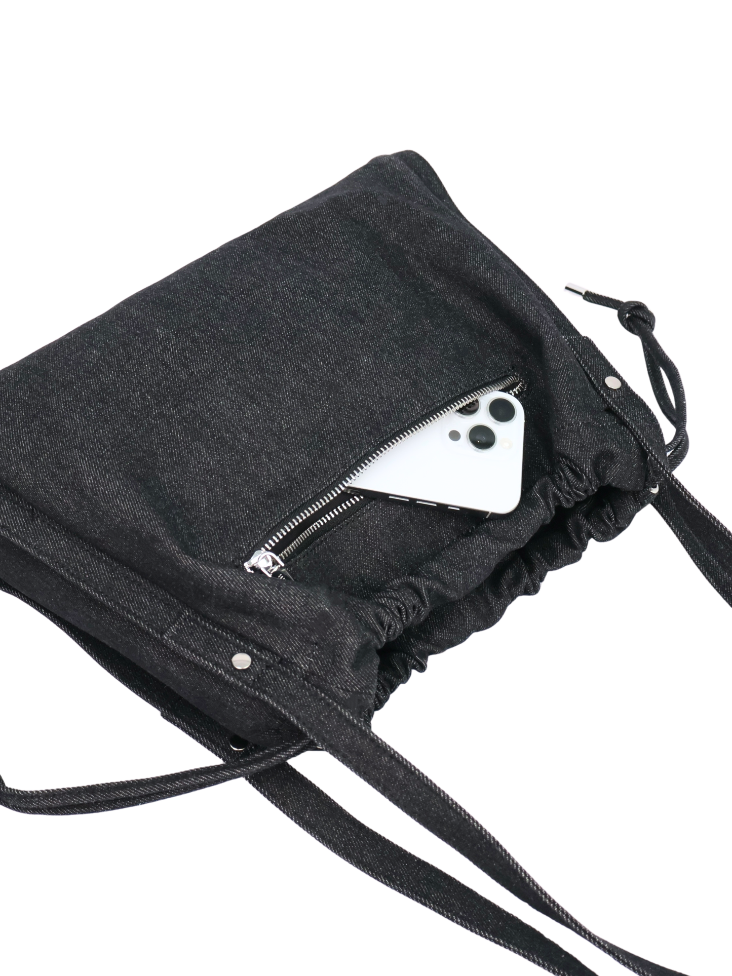 Jane Denim Drawstring Tote Bag