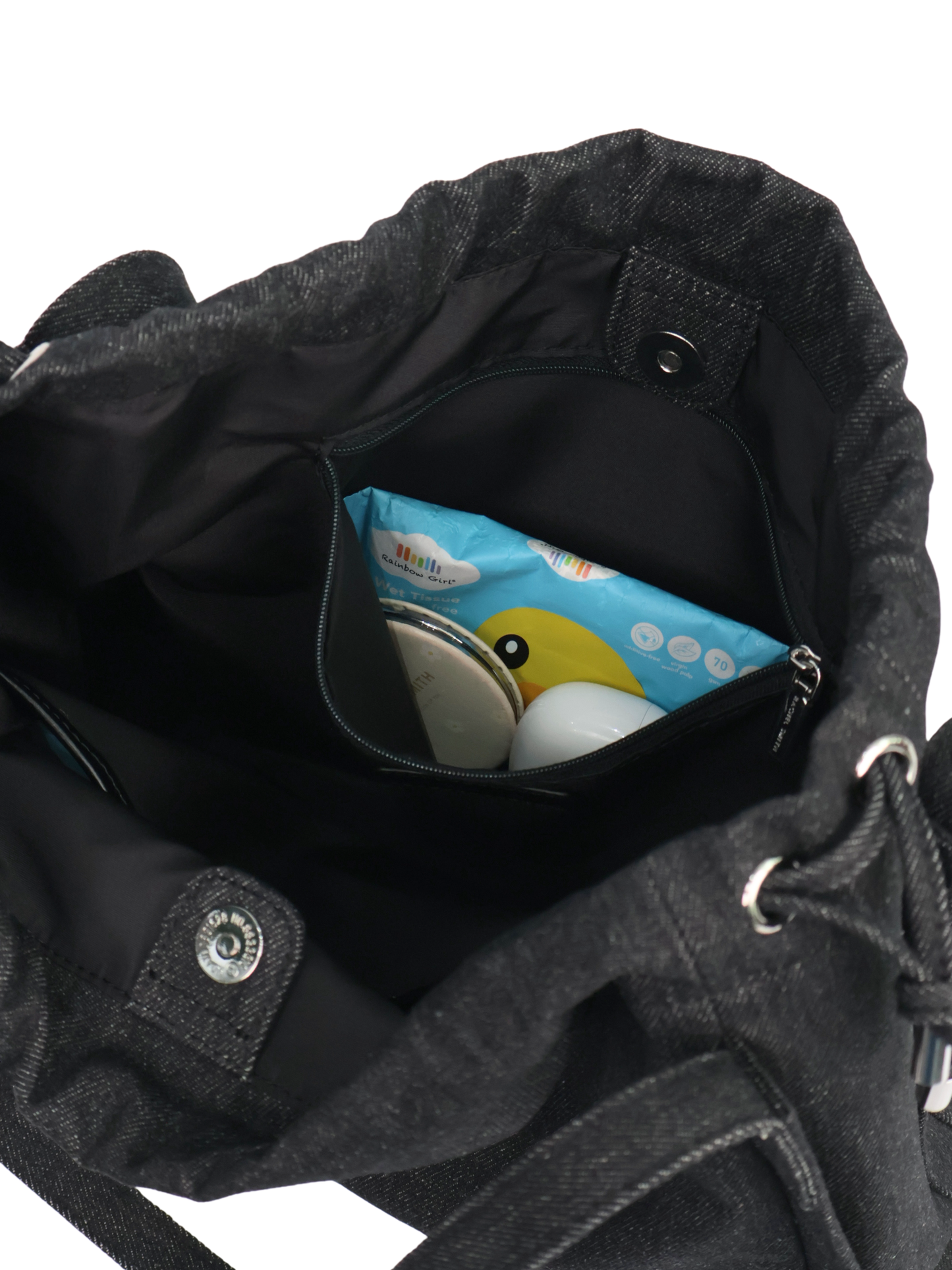 Jane Denim Drawstring Tote Bag
