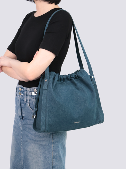 Jane Denim Drawstring Tote Bag