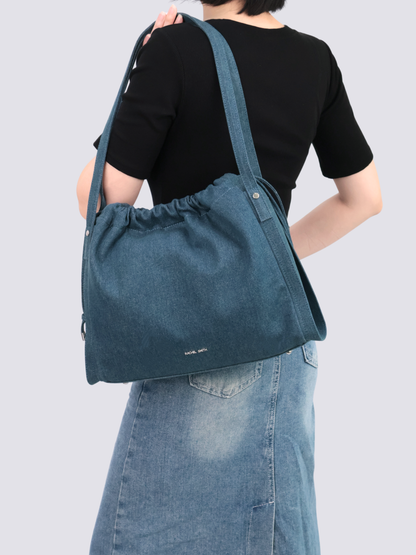 Jane Denim Drawstring Tote Bag
