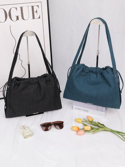 Jane Denim Drawstring Tote Bag