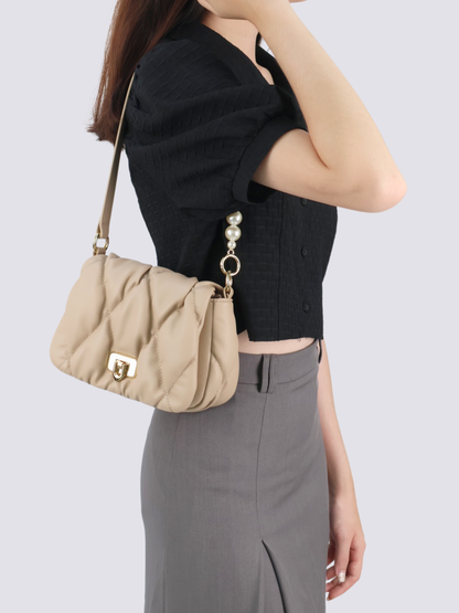 Pearly Push-Lock Quilted Bag