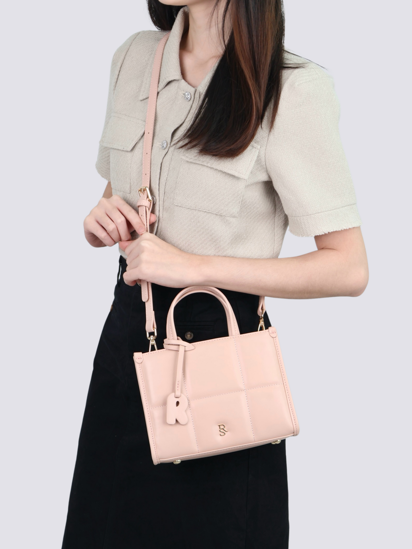 Carmen Square Grid Small Tote Bag