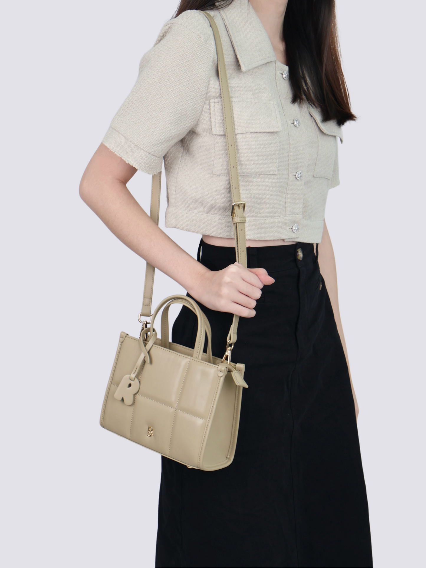 Carmen Square Grid Small Tote Bag