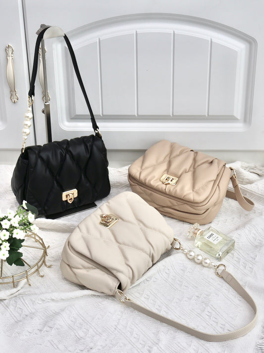 Pearly Push-Lock Quilted Bag