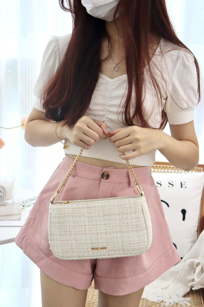 Ceci Tweed Hobo Shoulder Bag